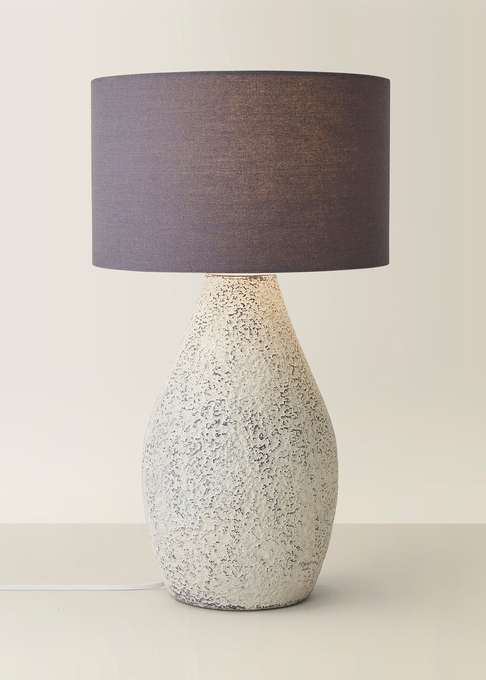 ValueLights Colin Drum Shade Grey Speckled Hand Finished Ceramic Stoneware Table Lamp