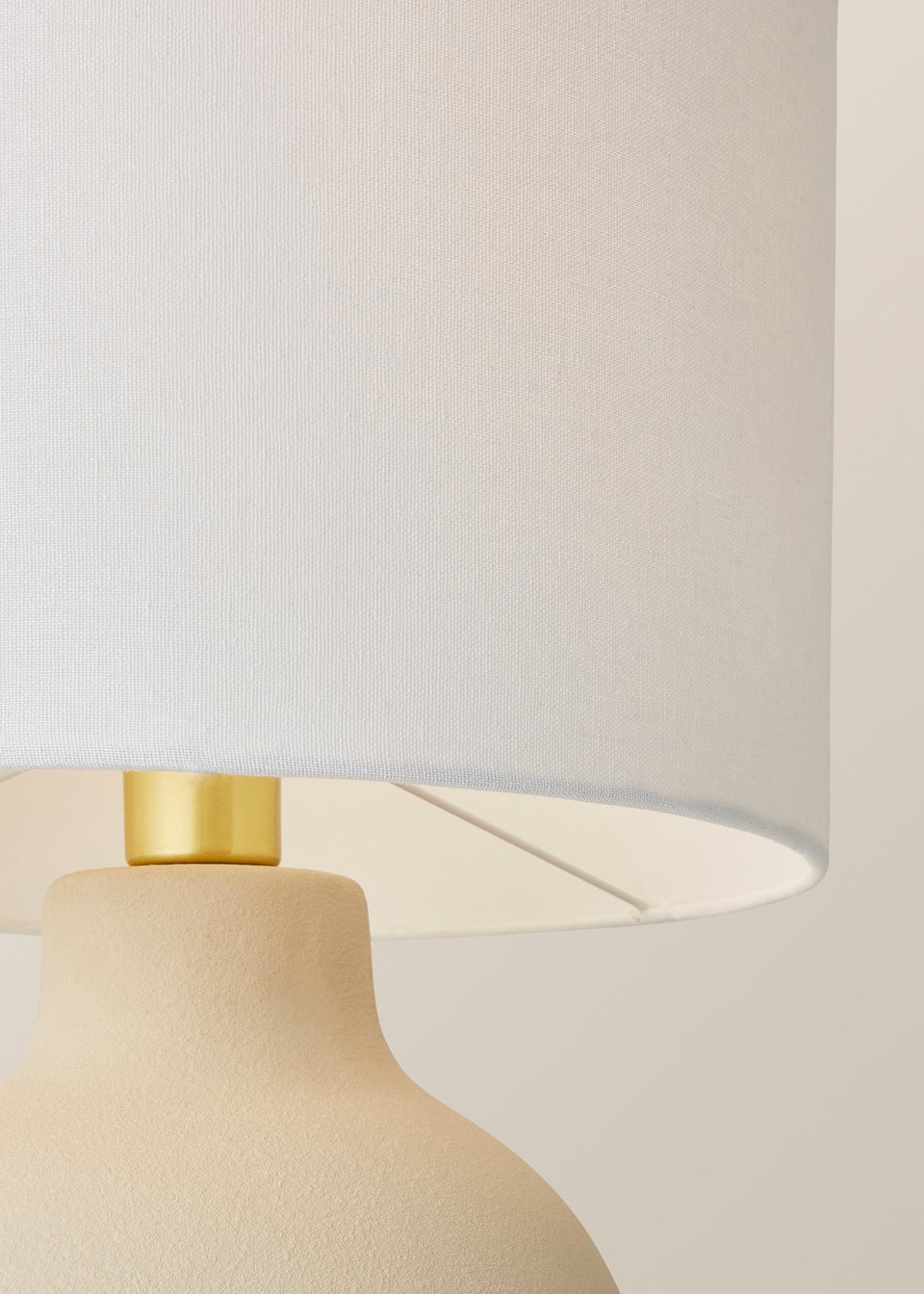 ValueLights Blair Natural Linen Drum Shade Hand Finished Ceramic Stoneware Table Lamp