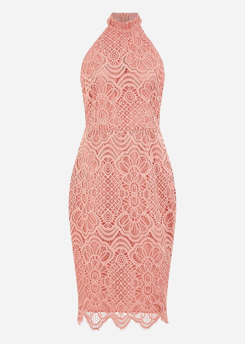 Yumi Pink Lace Halter Neck Dress