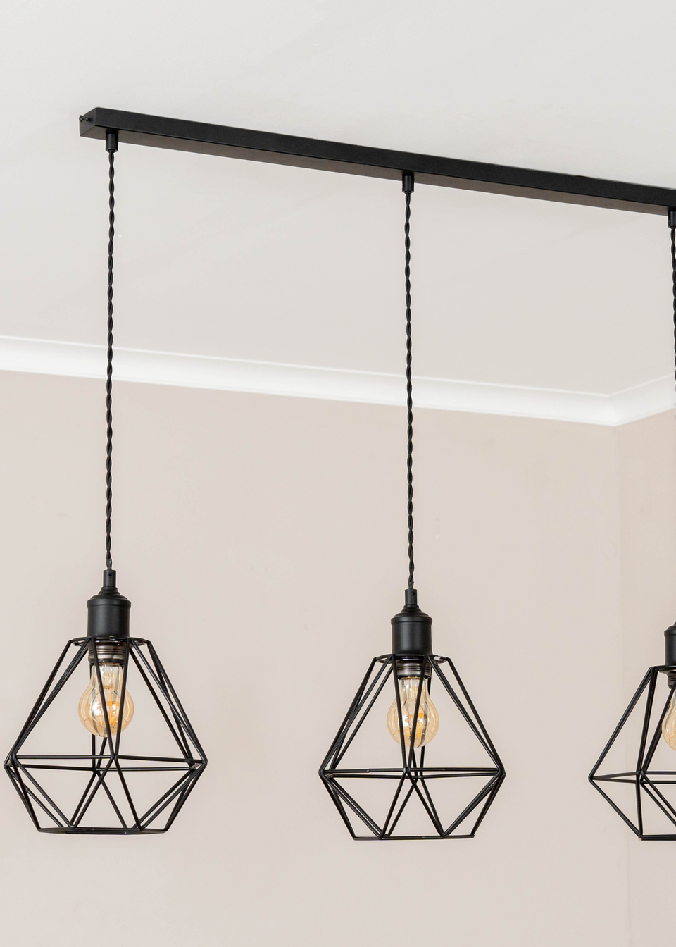 ValueLights Diablo Geometric Shade 3 Drop Diner Bar Ceiling Pendant Light