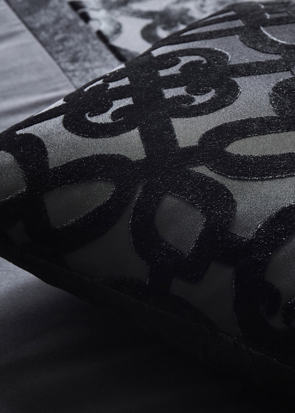 Catherine Lansfield Black Lattice Cut Velvet Cushion
