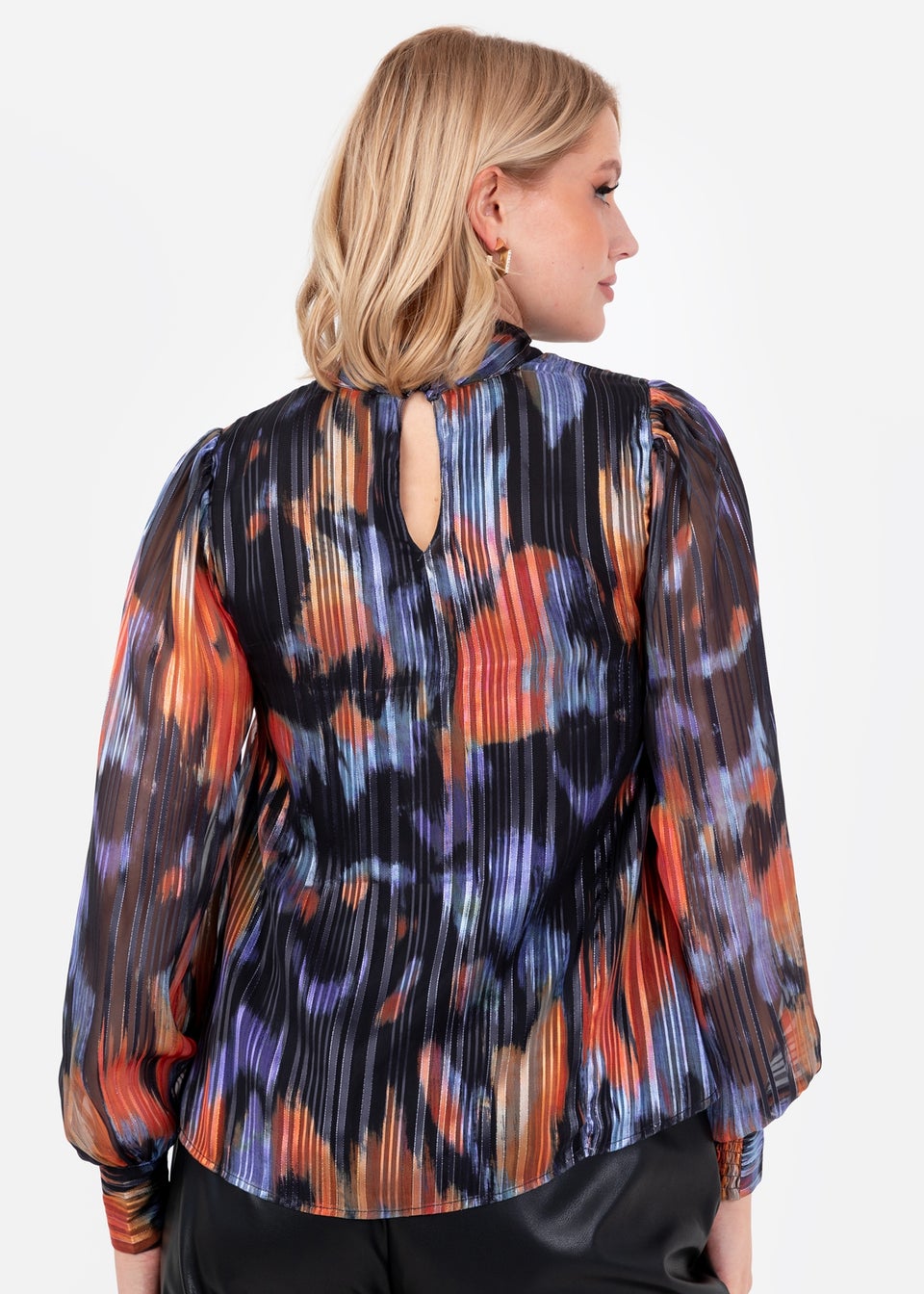 Lovedrobe Multi Coloured Twist Neck & Keyhole Detail Long Sleeve Blouse