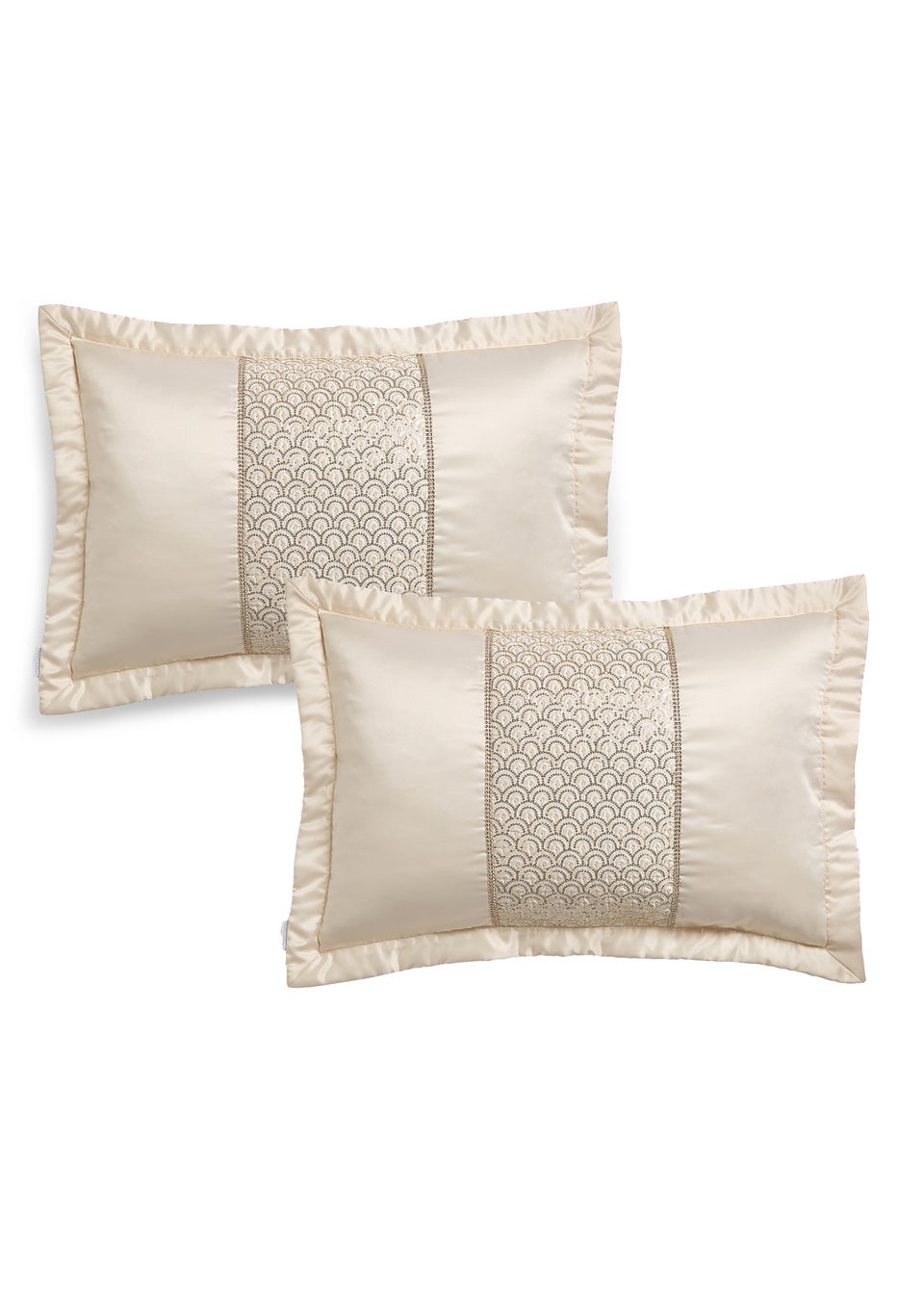 Catherine Lansfield Champagne Gold Deco Sequin Quilted Pillow Sham Pair