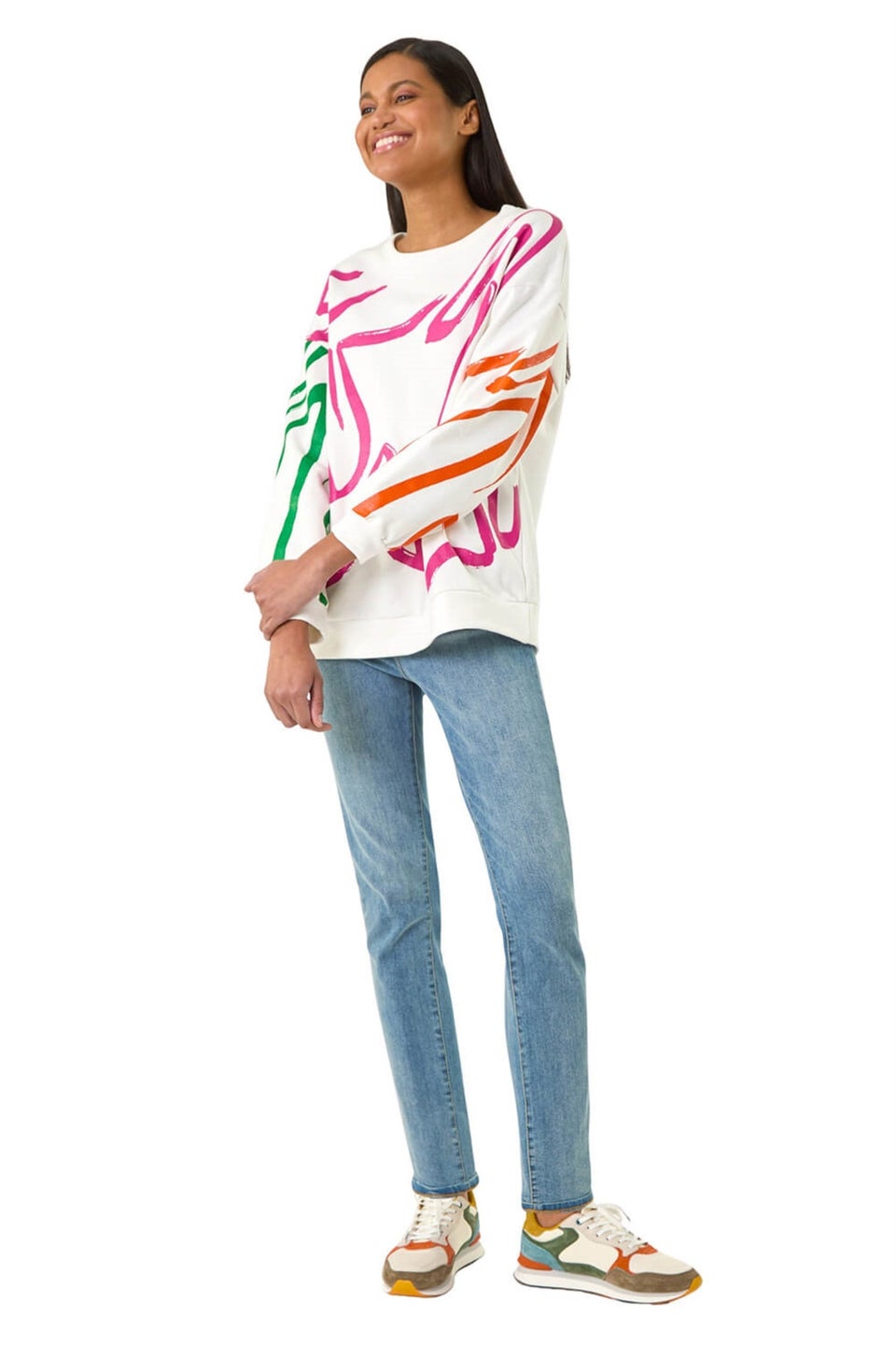 Roman Pink Abstract Print Sweatshirt