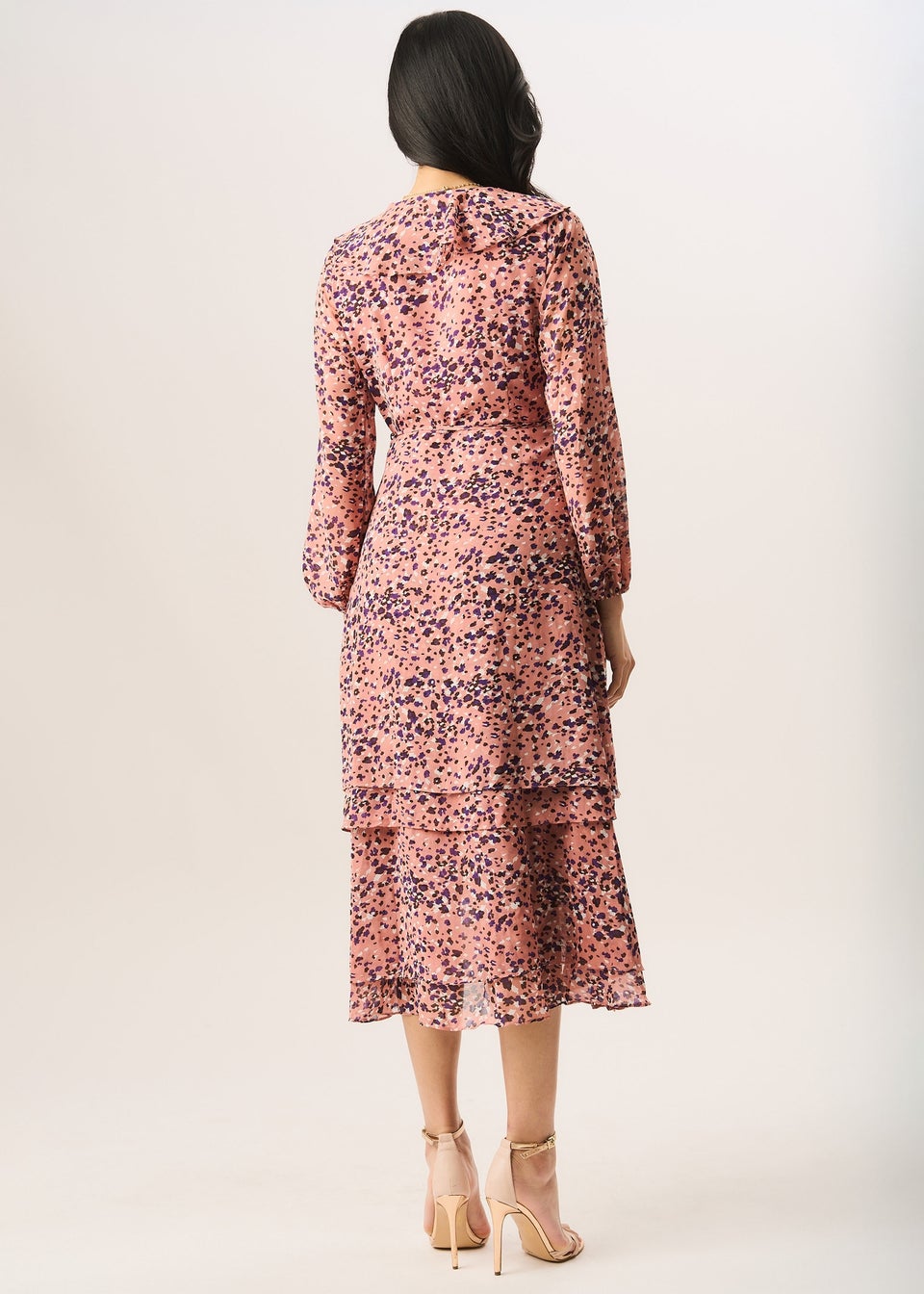 Gini London Multi Animal Ruffle Layer Wrap Dress