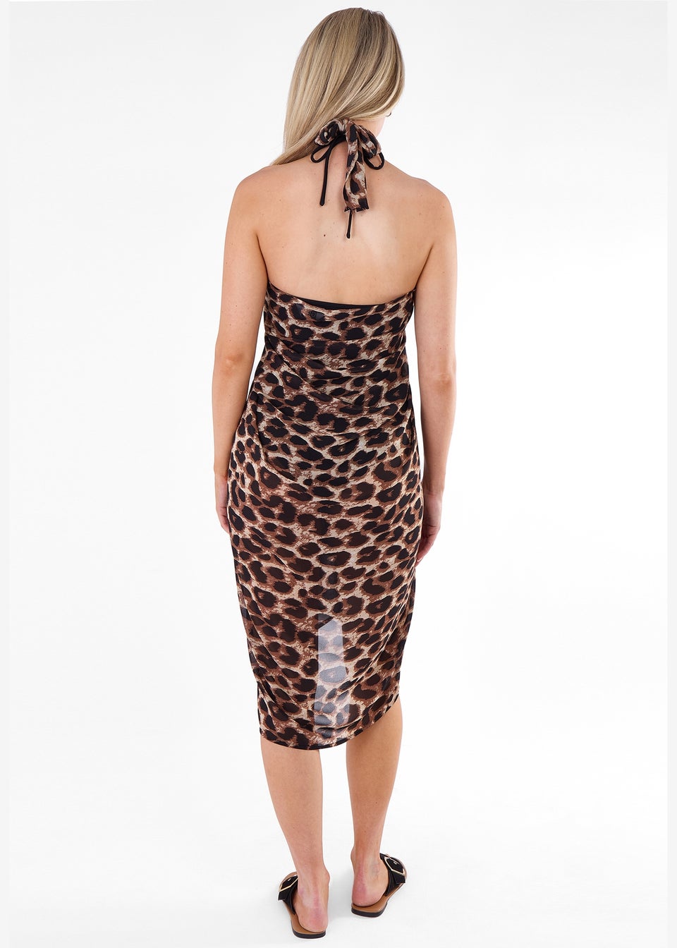 Gini London Brown Animal Print Multiwear Beach Sarong
