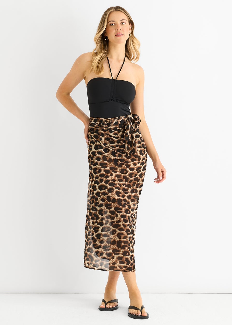 Gini London Brown Animal Print Multiwear Beach Sarong