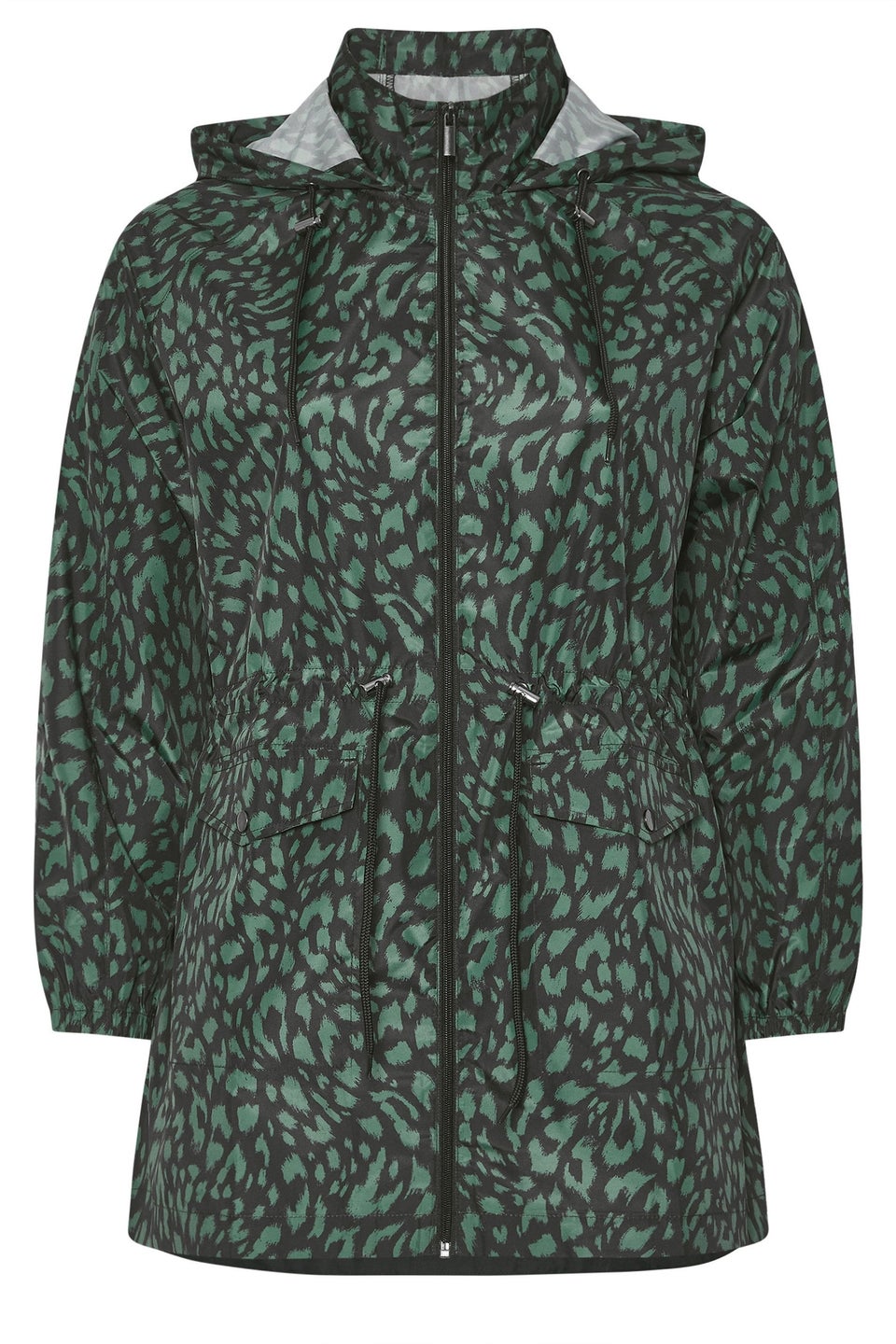 Yours Curve Green Leopard Lightweight Parka Jacket