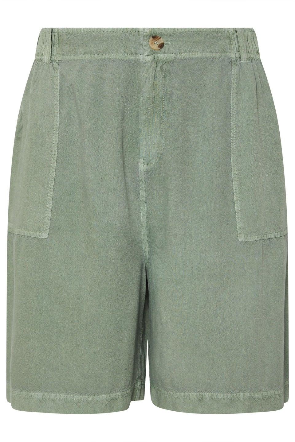 Yours Curve Green Chambray Pull On Shorts