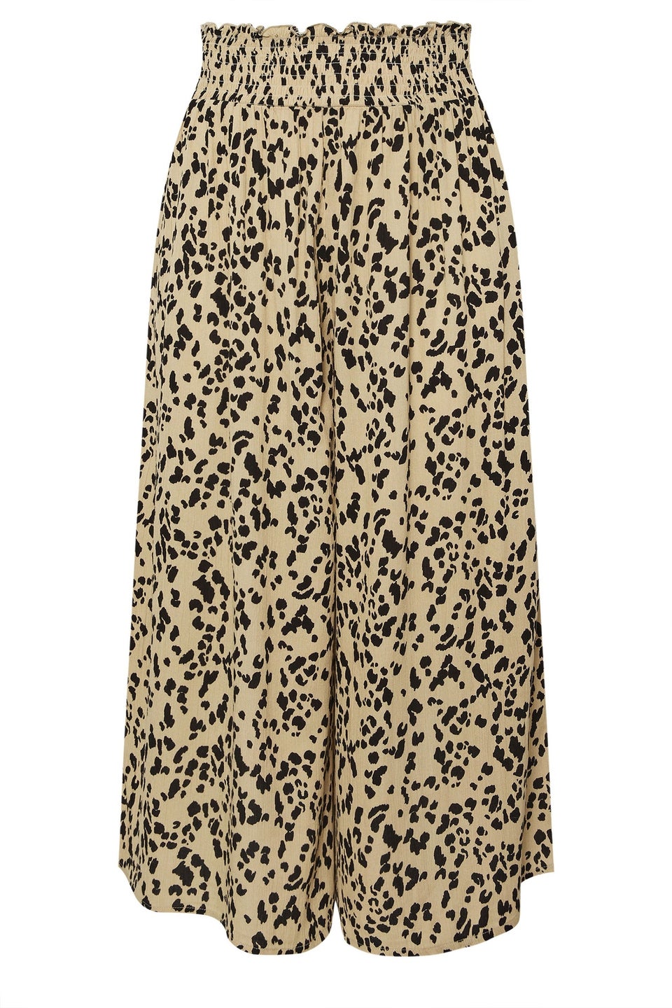 Yours Curve Natural Brown Leopard Print Shirred Midaxi Culottes