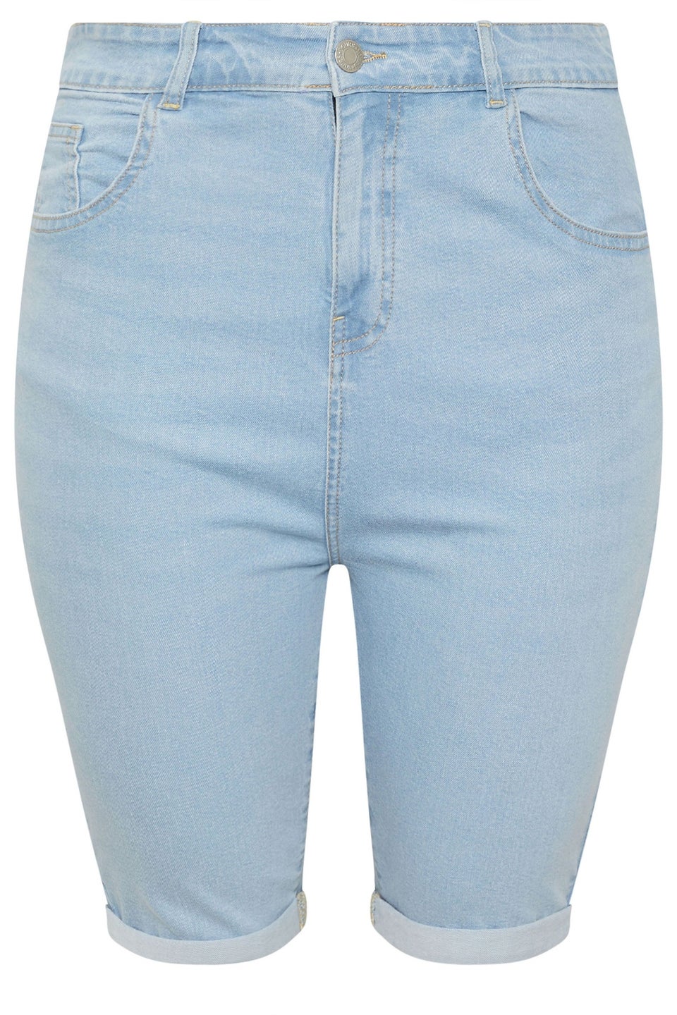 Yours Curve Light Blue Turn Up Denim Shorts