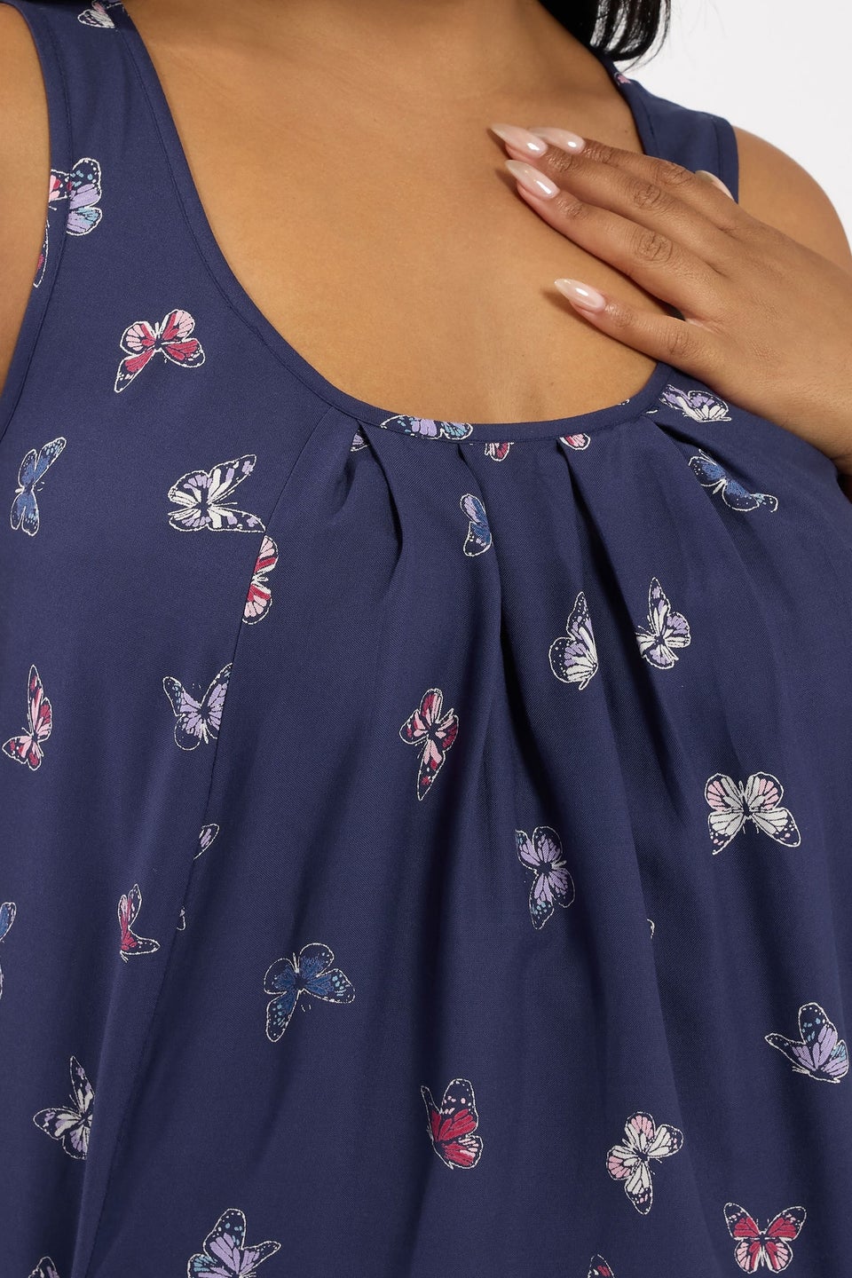 Yours Curve Navy Blue Butterfly Pocket Detail Mini Dress