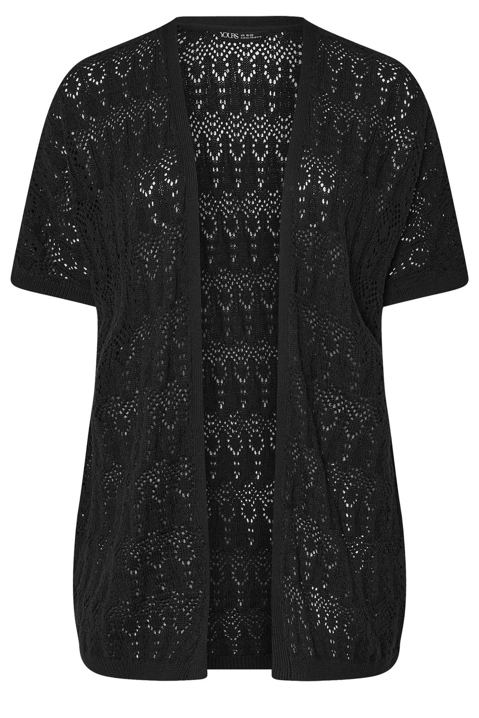 Yours Curve Black Crochet Short Sleeve Cardigan
