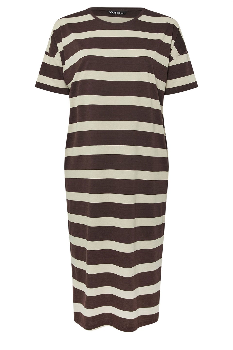 Yours Curve Brown Stripe Oversized Pocket Detail Midi Dress