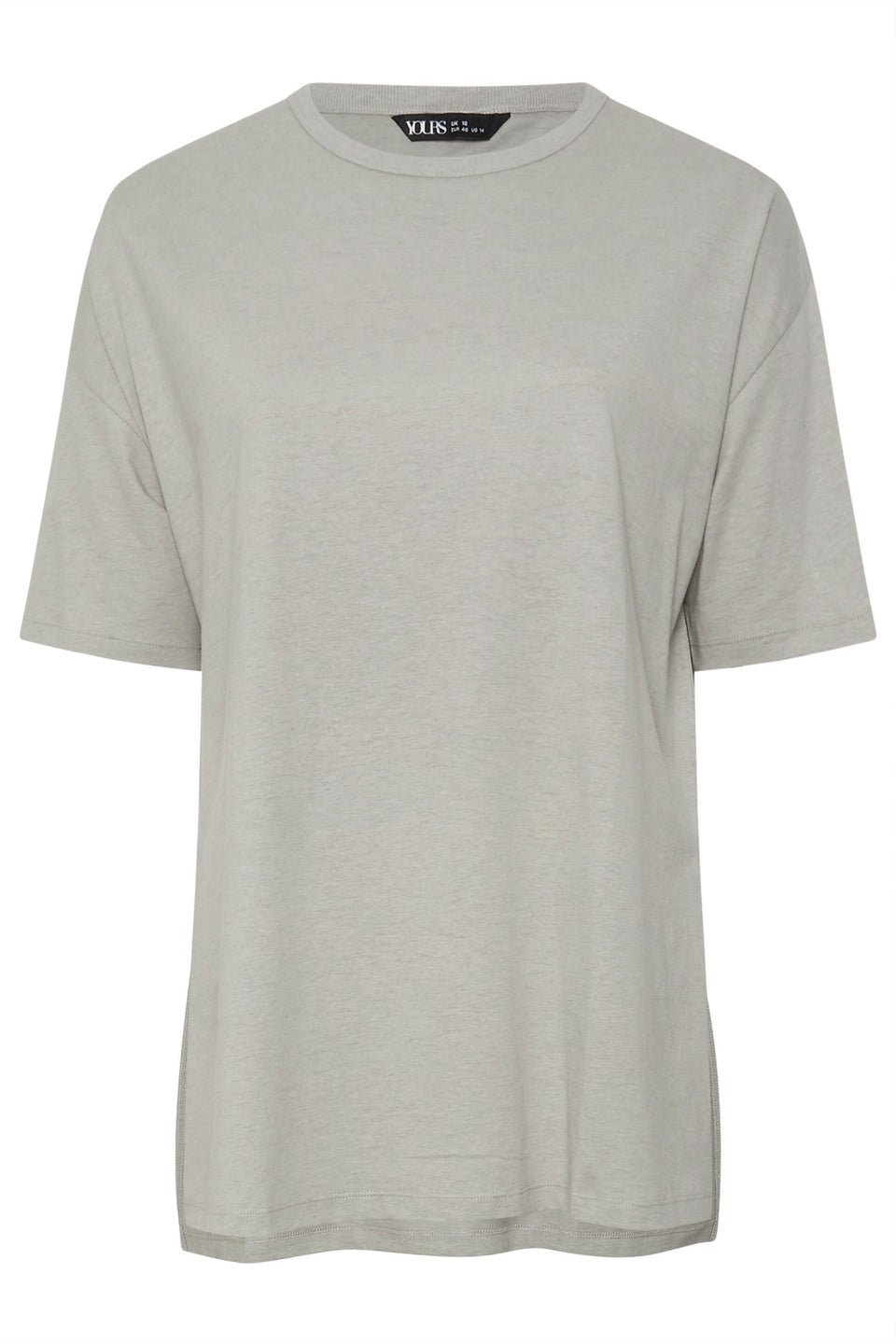 Yours Curve Light Grey Oversized Side Split T-Shirt