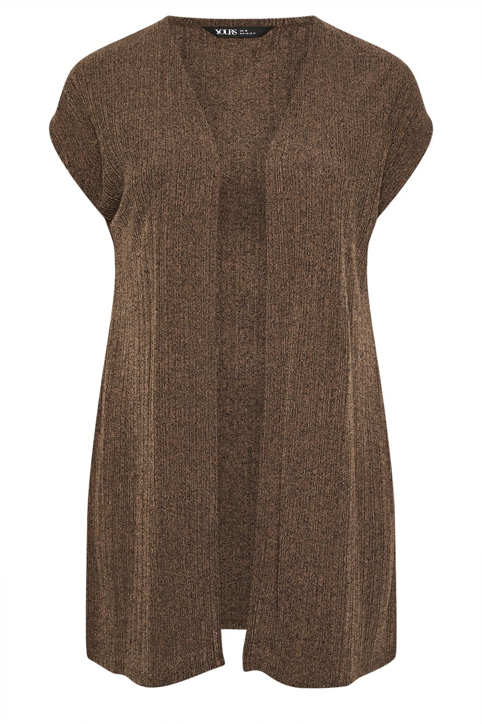 Yours Curve Chocolate Brown Ribbed Jersey Cardigan