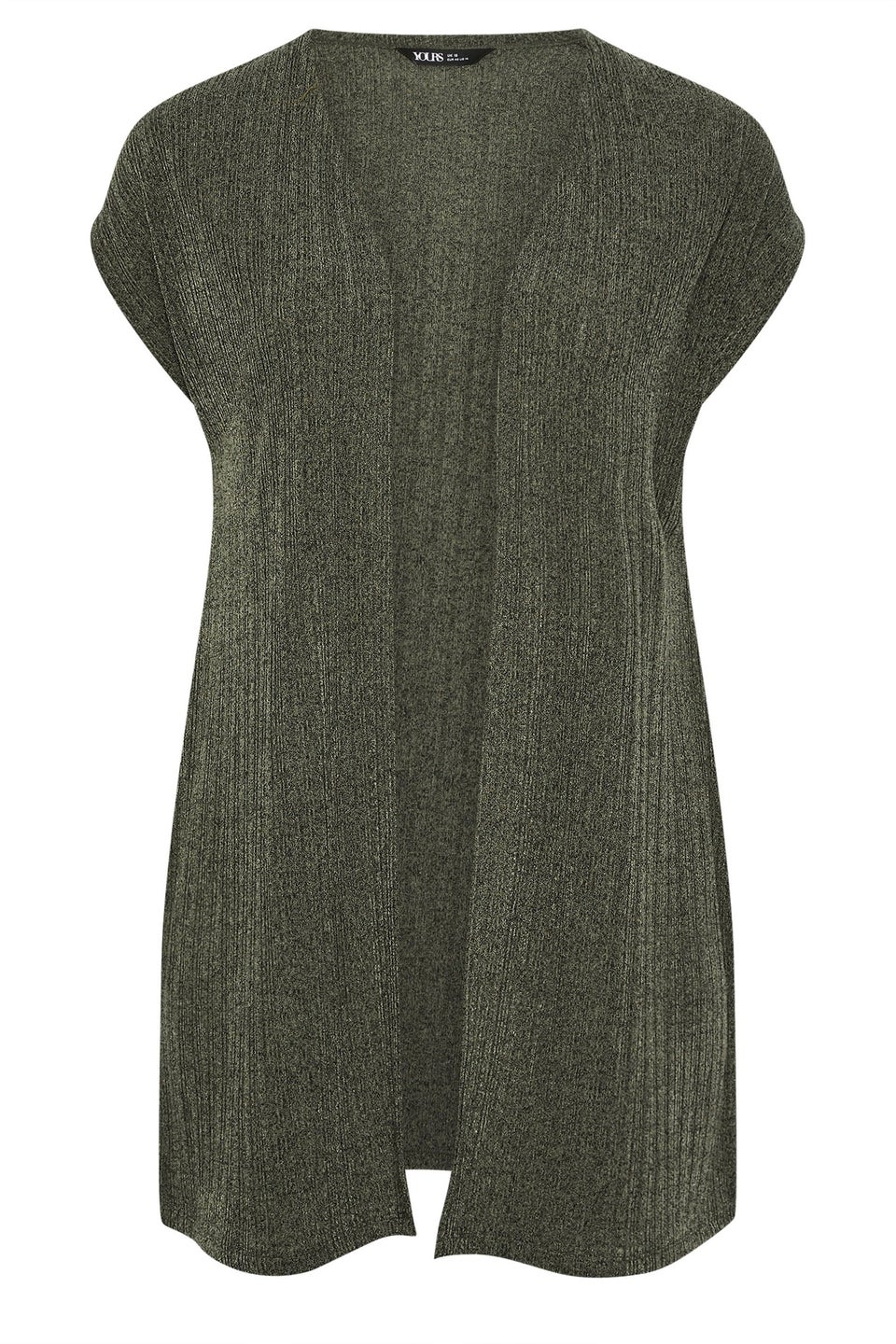 Yours Curve Khaki Green Ribbed Jersey Cardigan