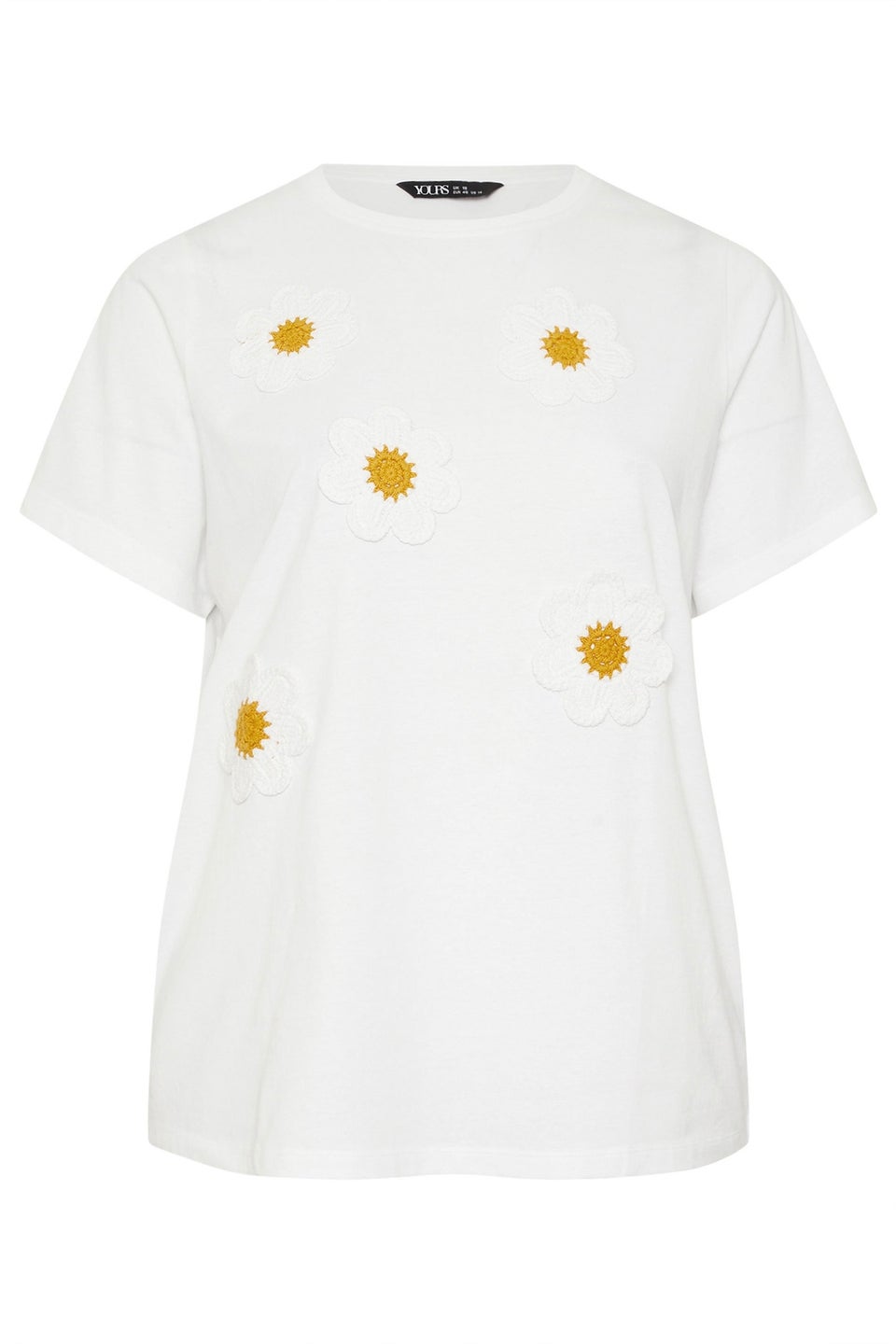 Yours Curve White Applique Daisy T-Shirt