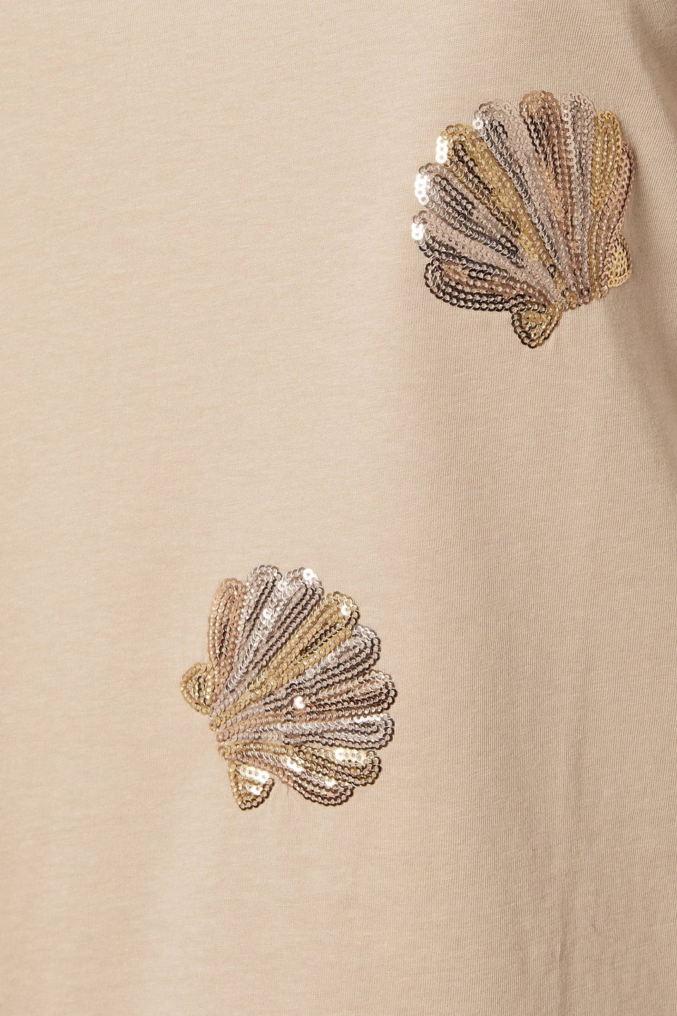 Yours Curve Natural Brown Sequin Embellished Shell T-Shirt
