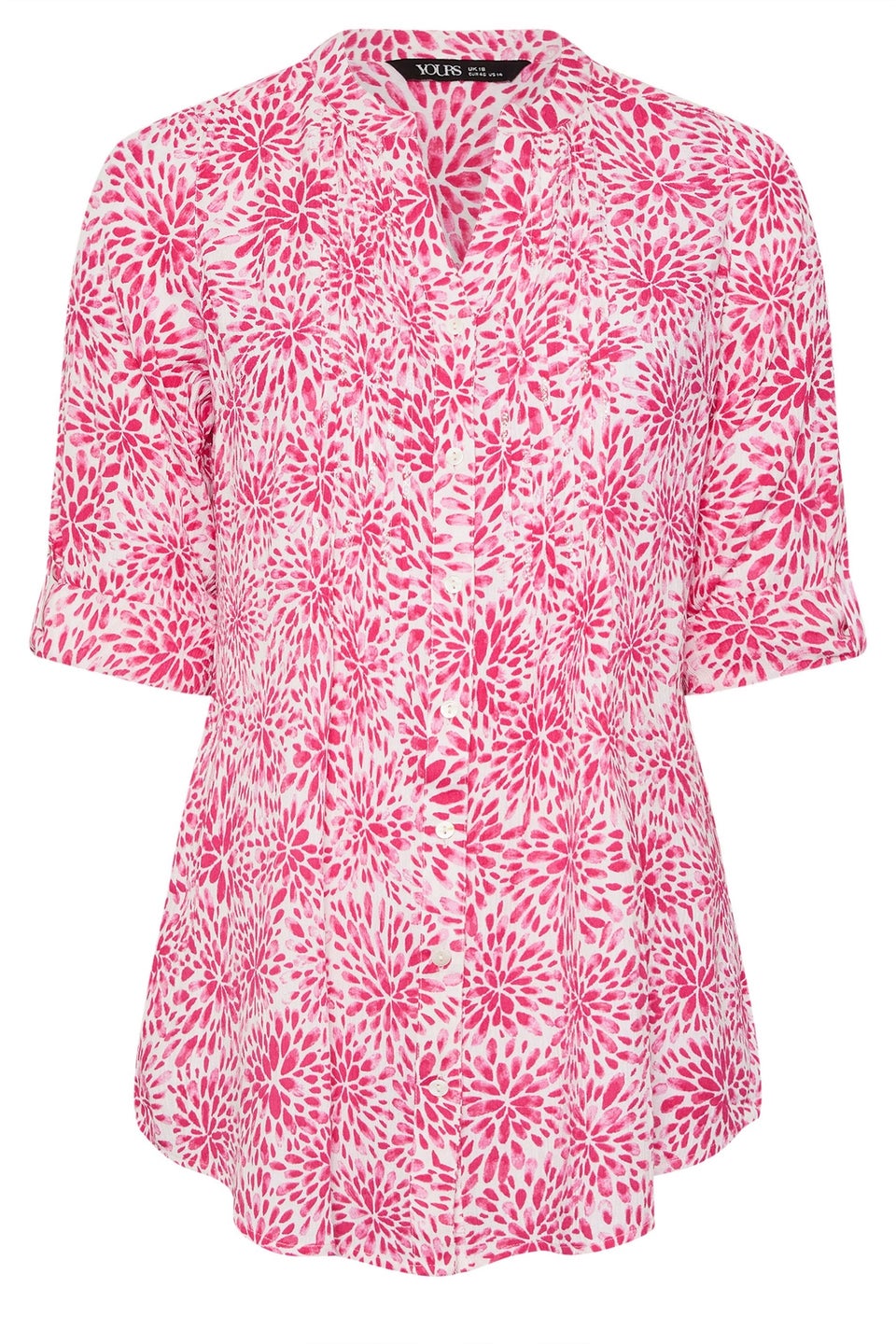 YOURS Curve Pink Floral Print Pintuck Blouse