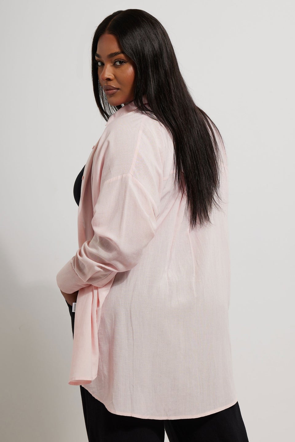 Yours Curve Light Pink Linen Shirt