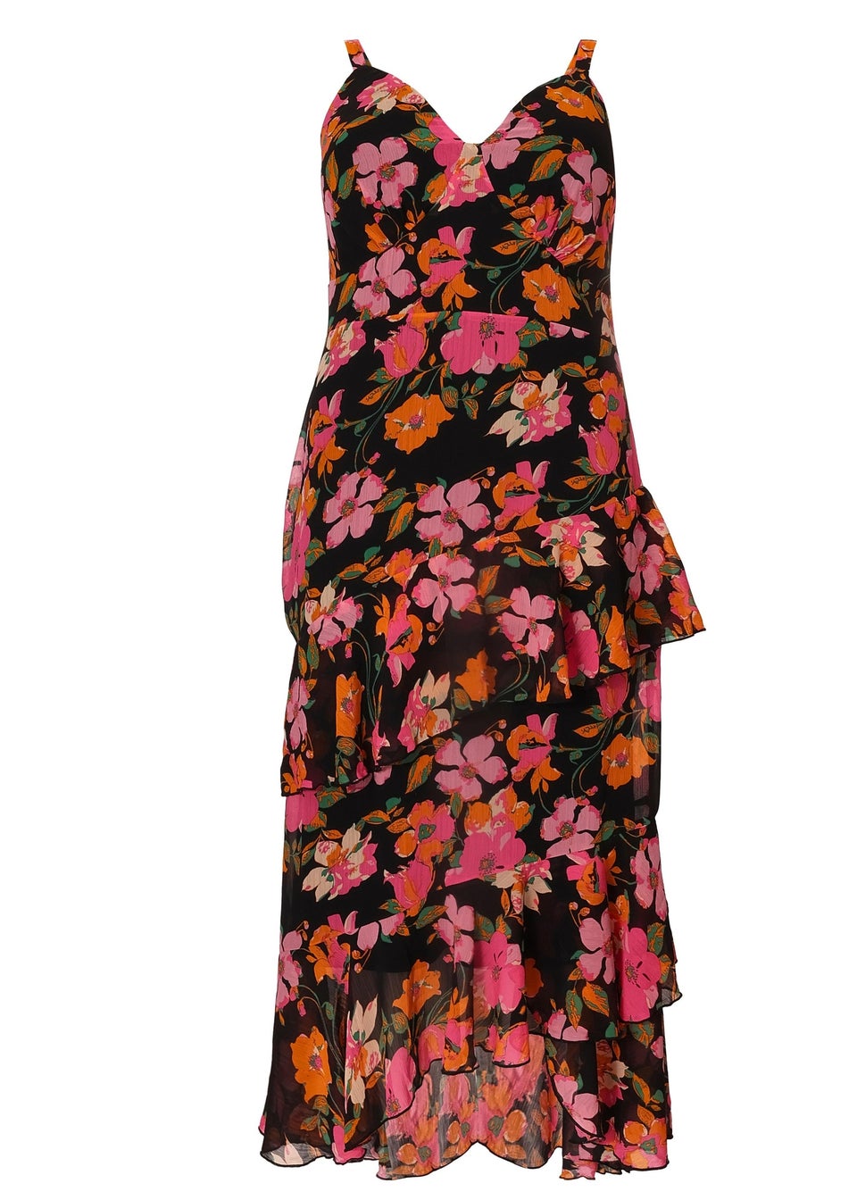Quiz Black Curve Floral Midaxi Dress