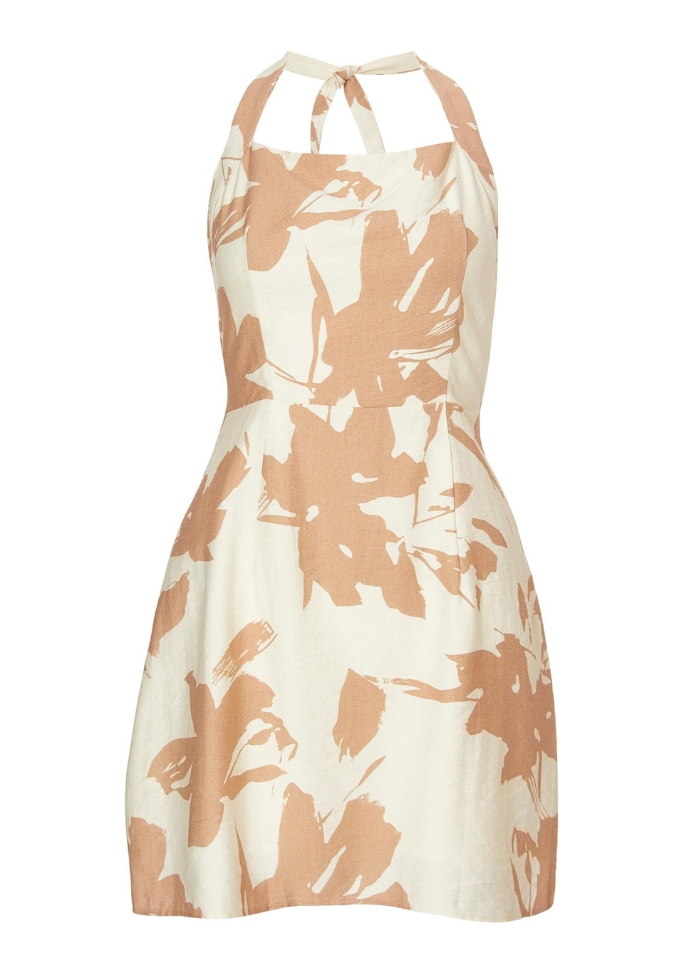 Quiz Cream Floral Halter Neck Dress