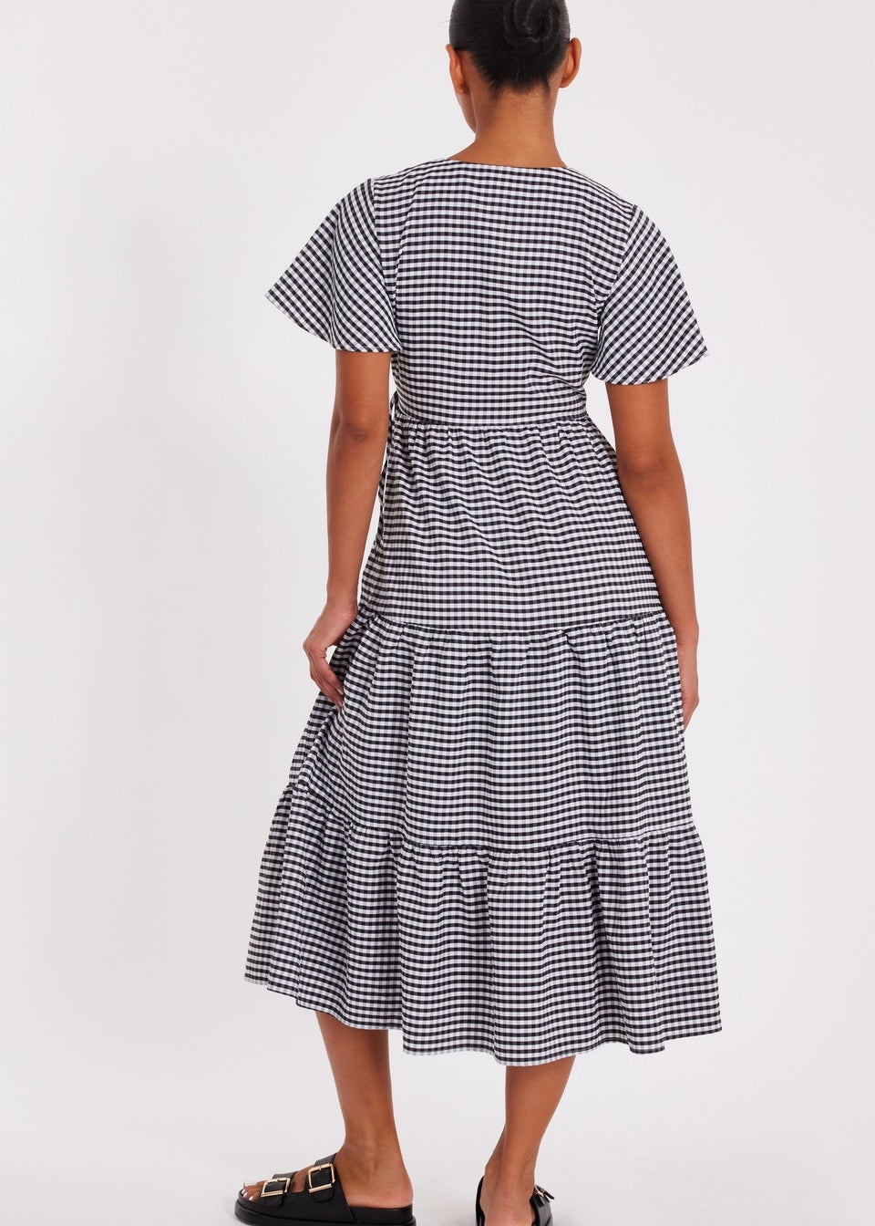 Quiz White Gingham Midaxi Dress