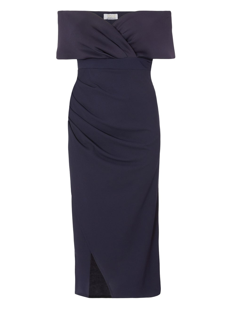 Quiz Navy Curve Bardot Maxi Dress