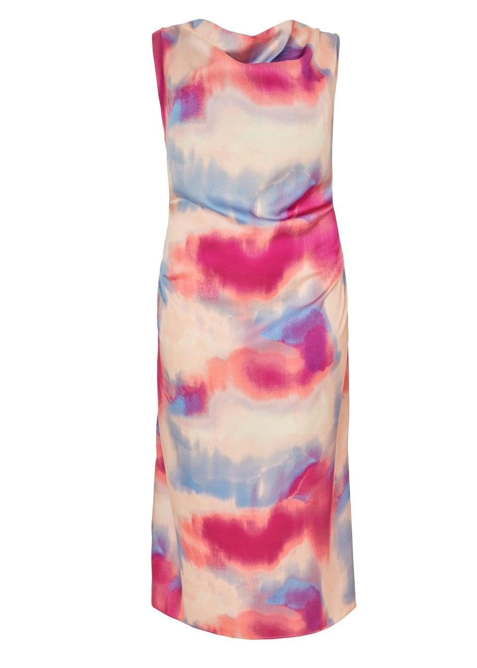 Quiz Multi Curve Satin Tie Dye Midi Dress