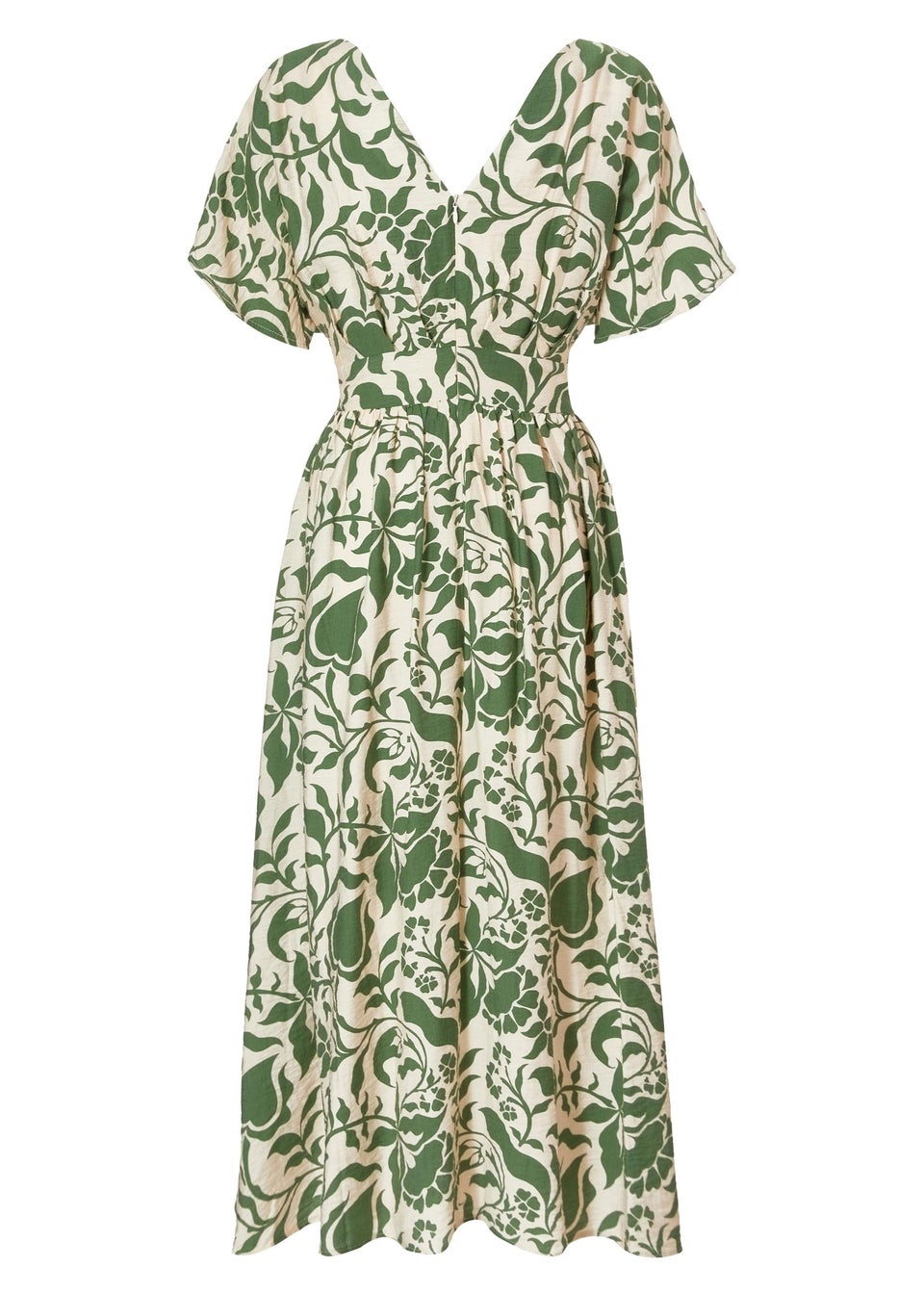 Quiz Khaki Tropical Print Midaxi Dress