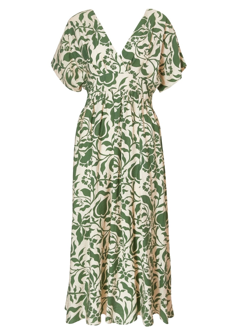 Quiz Khaki Tropical Print Midaxi Dress