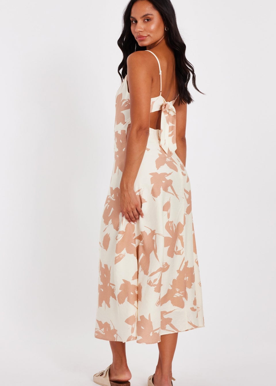 Quiz Cream Floral Print Midi Dress
