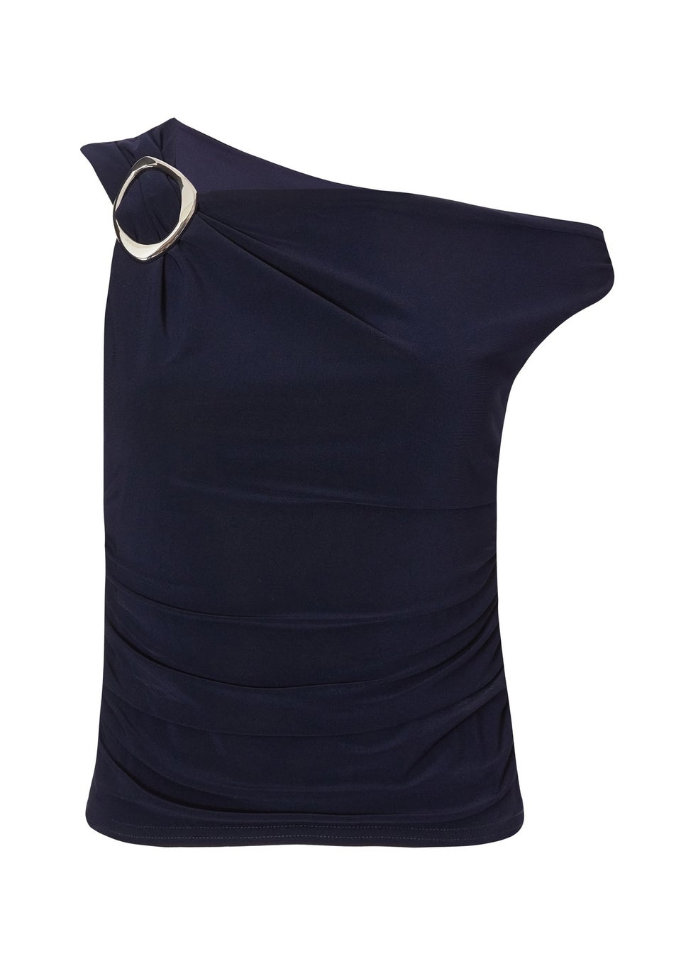 Quiz Navy Buckle Detail Ruched Top