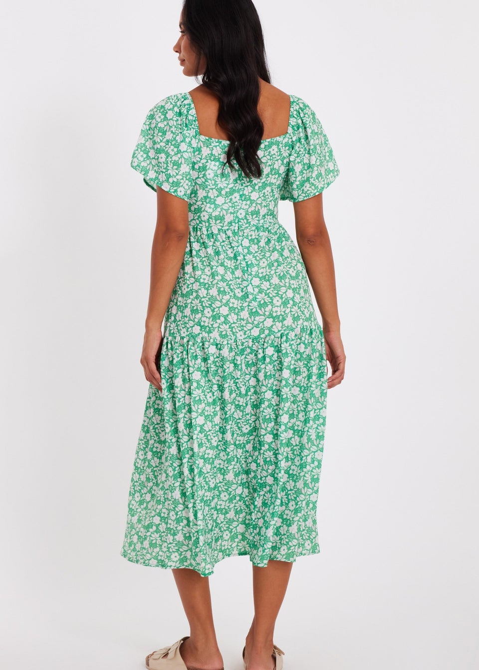 Quiz Green Floral Print Midi Dress