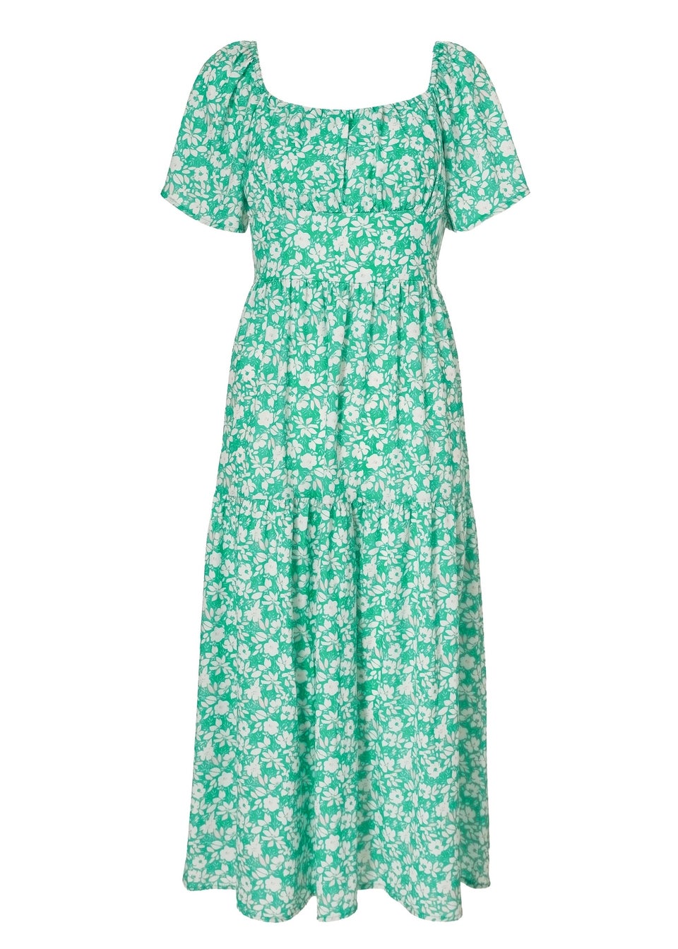 Quiz Green Floral Print Midi Dress