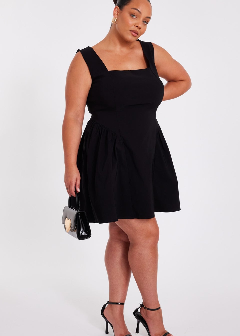 Quiz Black Curve Drop Waist Mini Dress