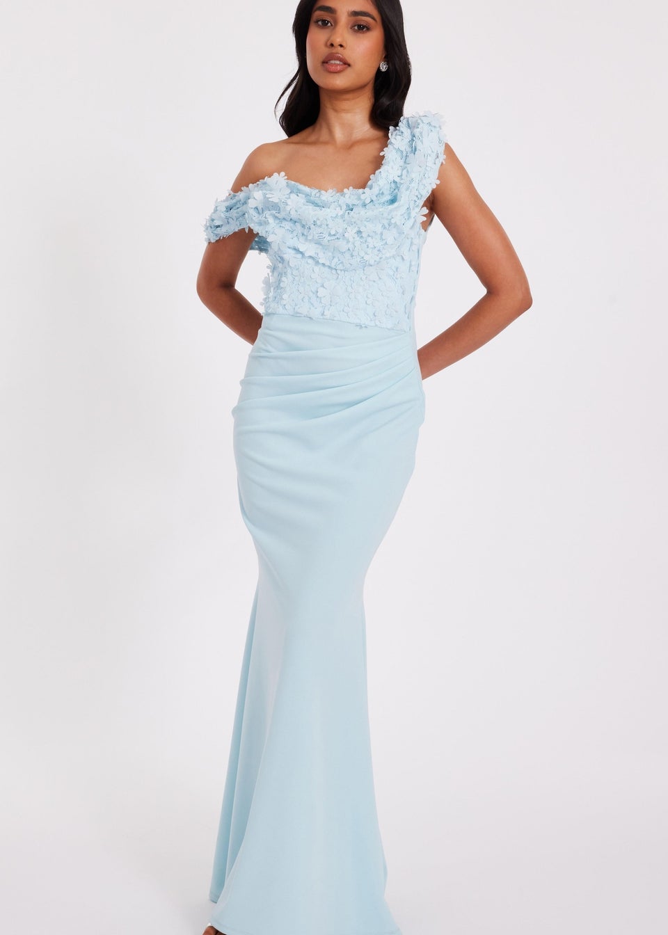 Quiz Blue Petite Floral Maxi Dress
