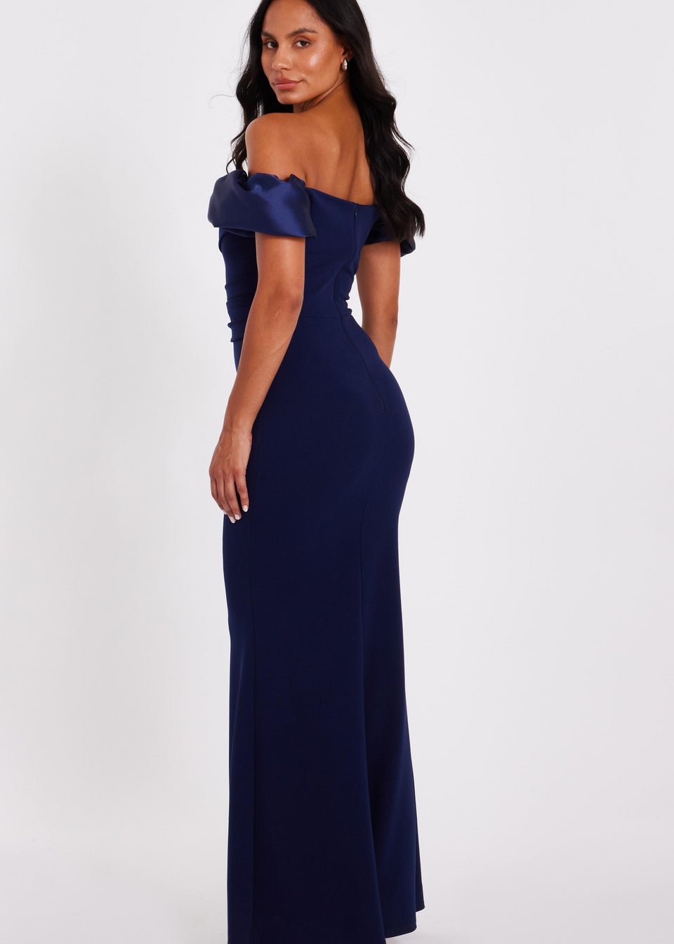 Quiz Navy Puff Sleeve Maxi Dress