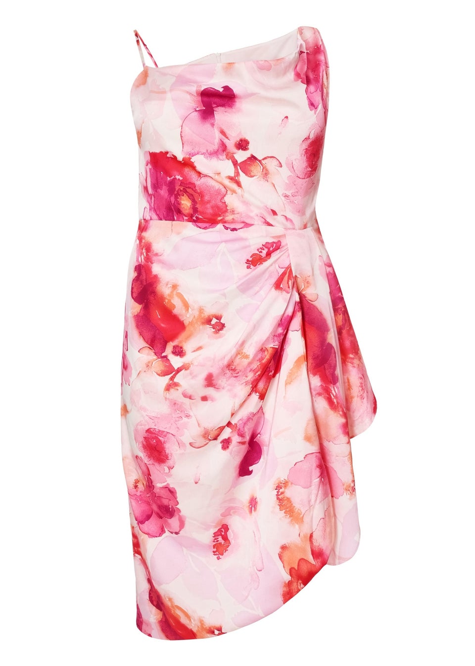 Quiz Pink Curve Tropical Print Midi Dress