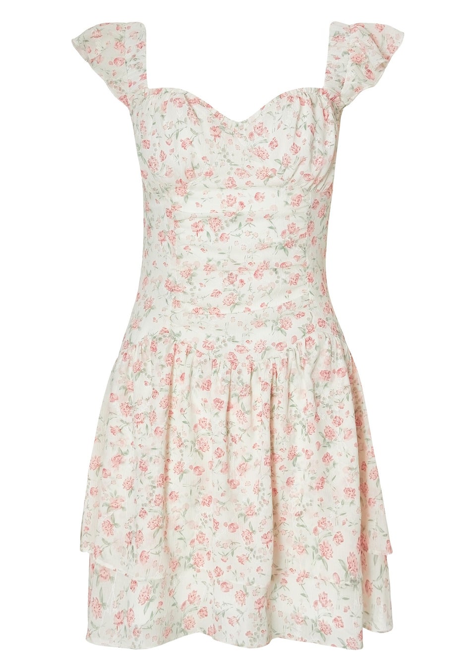 Quiz White Chiffon Ditsy Floral Dress