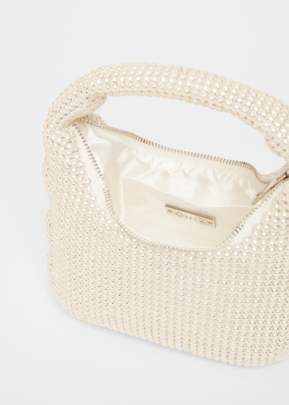 Quiz White Mini Pearl Pouch Bag