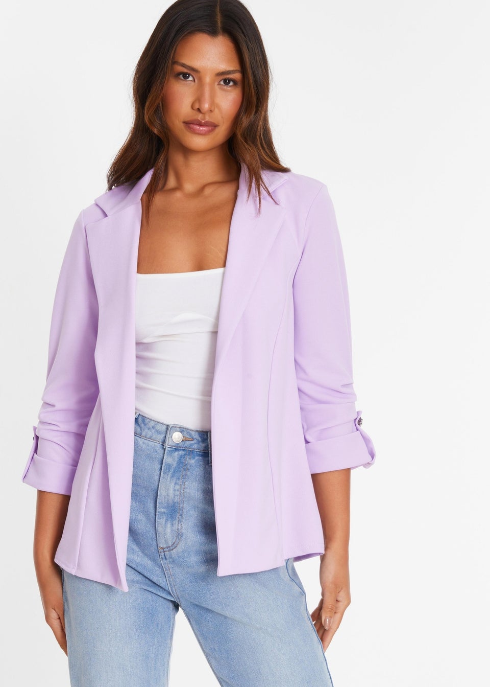 Quiz Lilac Ruched Sleeve Tailored Blazer