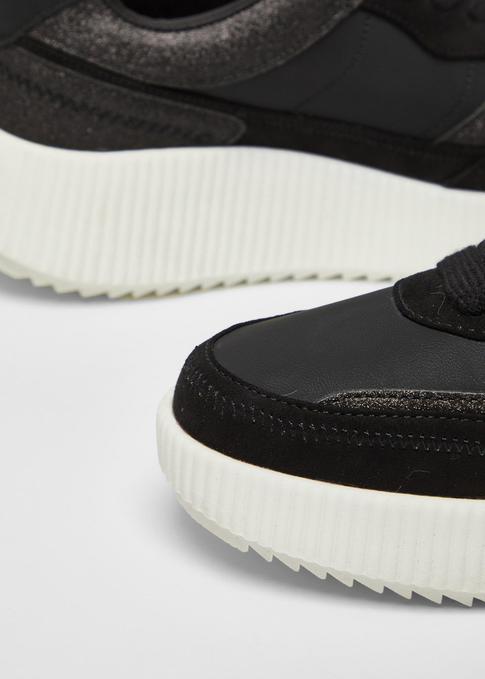 Quiz Black Glitter Chunky Trainers