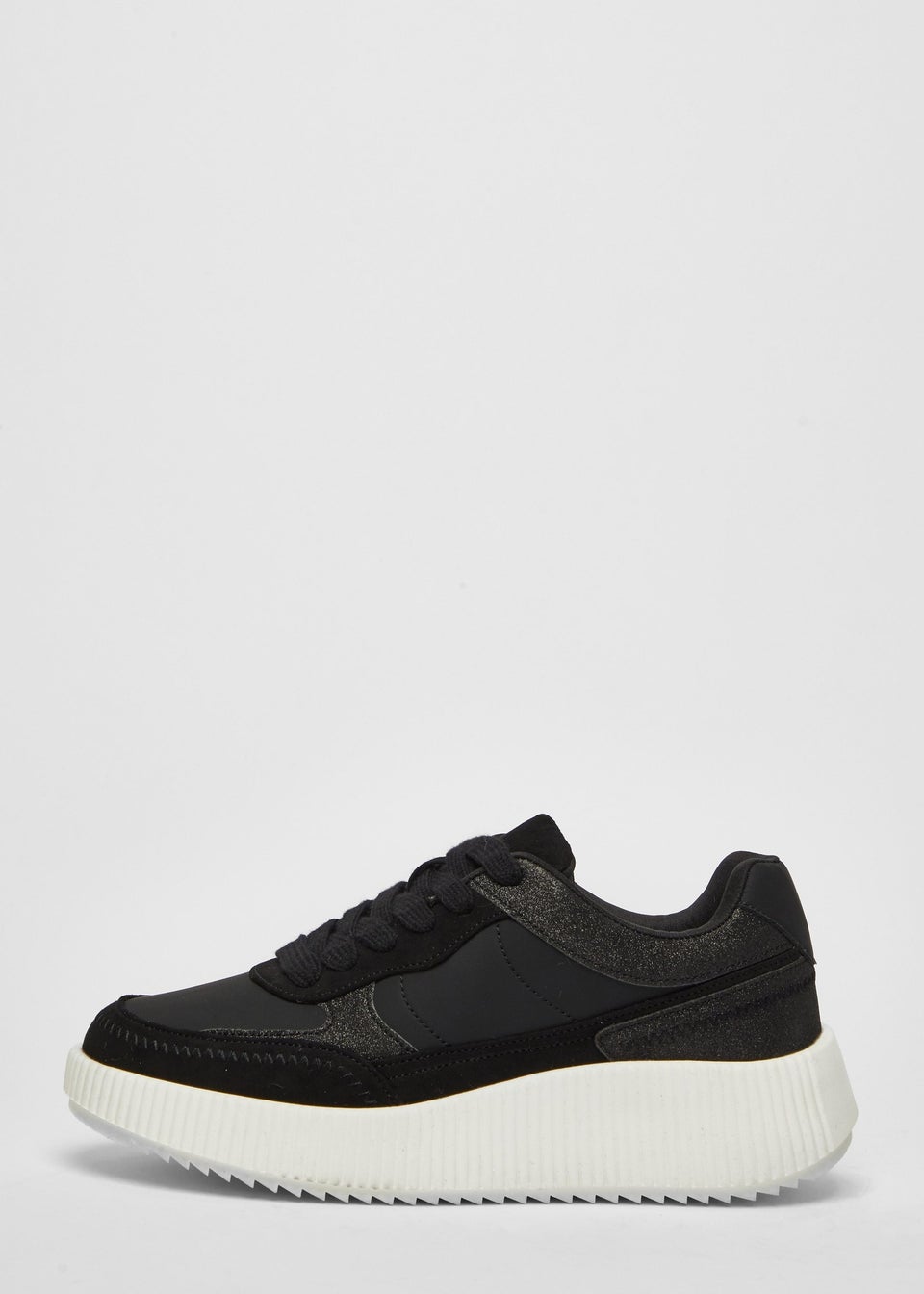 Quiz Black Glitter Chunky Trainers