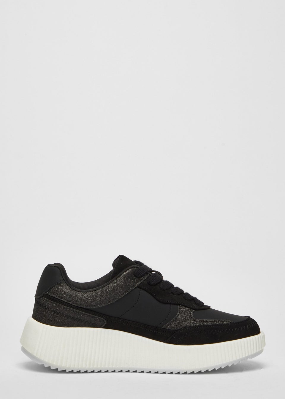 Quiz Black Glitter Chunky Trainers