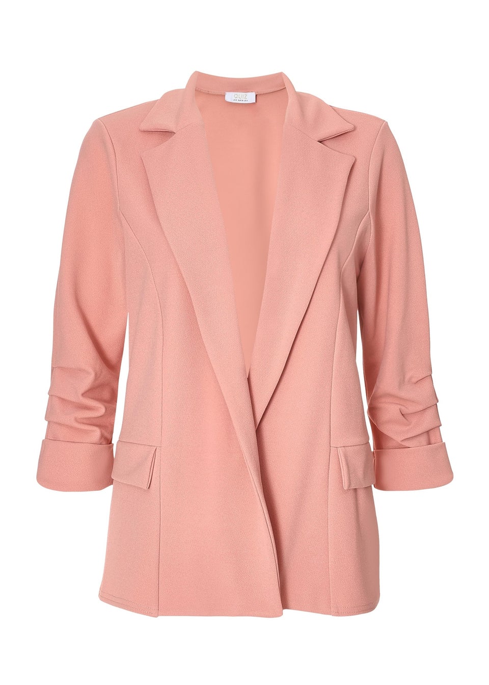 Quiz Pink Petite Ruched Sleeve Blazer