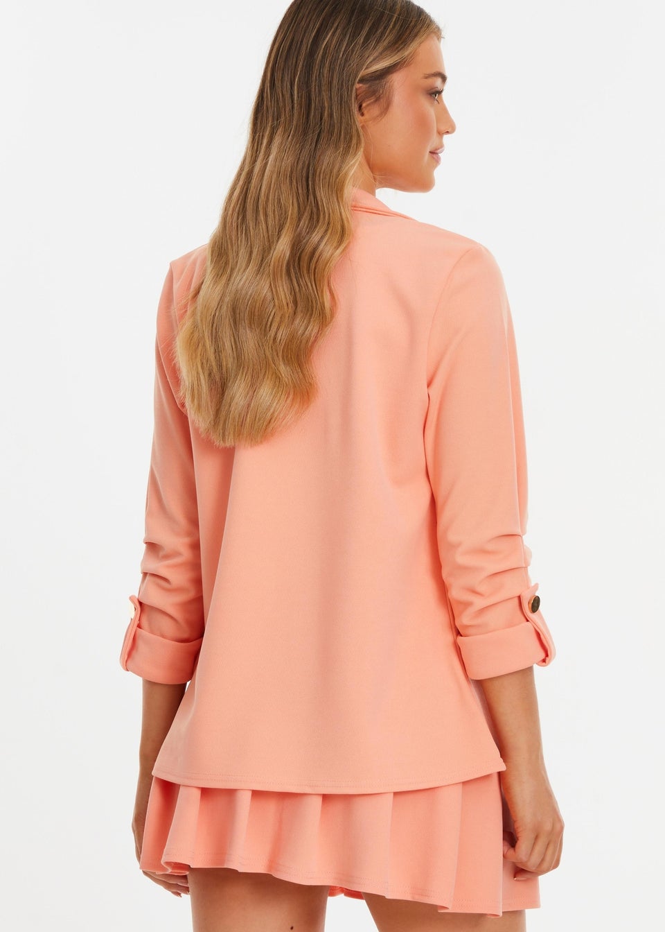 Quiz Pink Ruched Sleeve Blazer