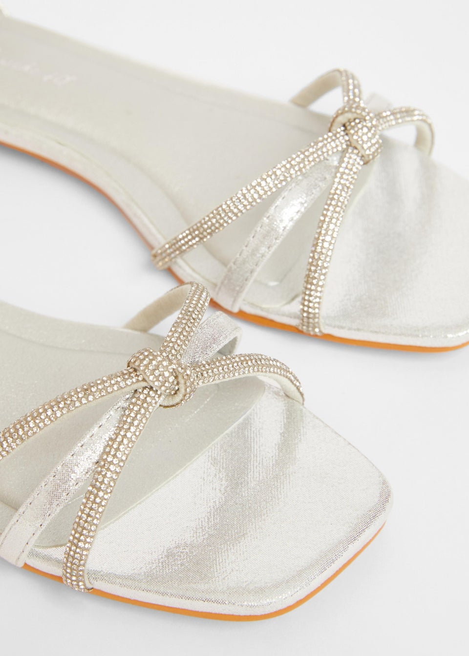 Quiz Silver Wide Fit Knot Front Sandals