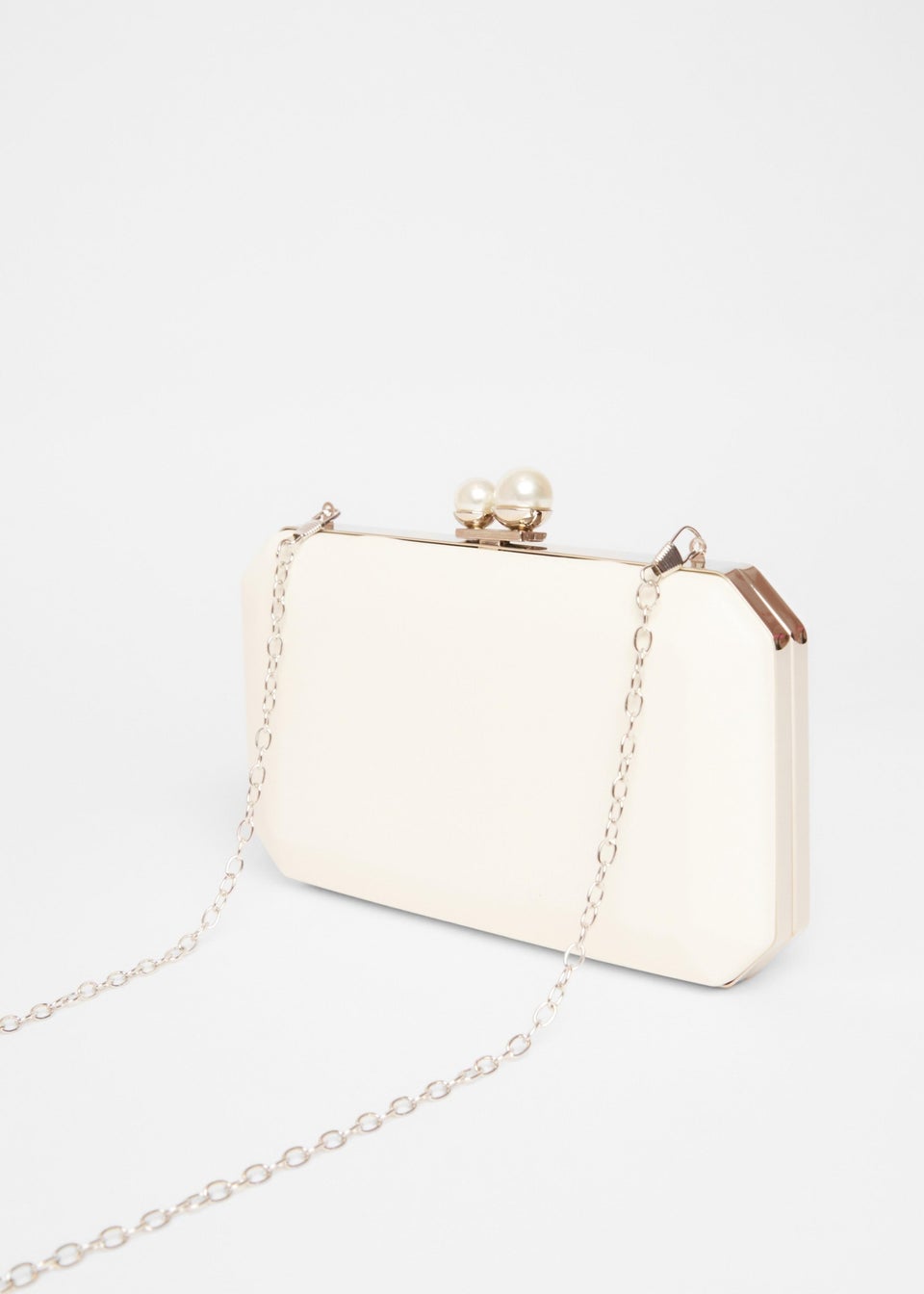 Quiz Cream Bridal Pearl Clasp Box Bag